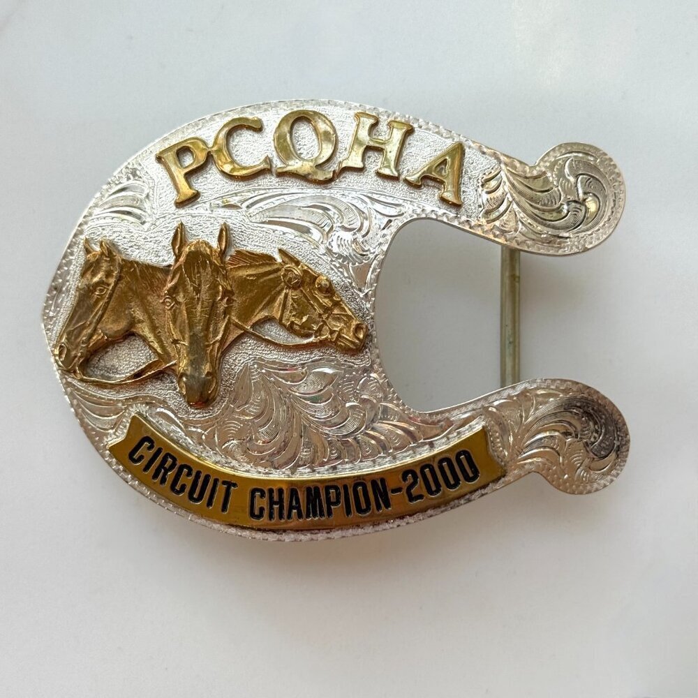 Vintage Silverado Buckle Silver PCQHA Circuit Champion 2000 Western Rodeo Horse - Picture 11 of 11